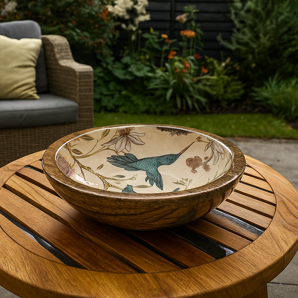 HummingBird Handmade Small Resin wooden Fruit Bowl