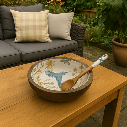 HummingBird Handmade Small Resin wooden Fruit Bowl