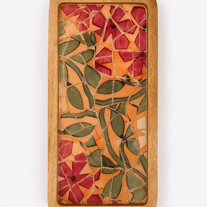 Pink Floral Resin Serving Platter Tray