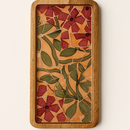 Pink Floral Resin Serving Platter Tray