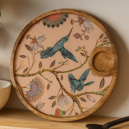 Handmade Round Resin Serving Platter Tray