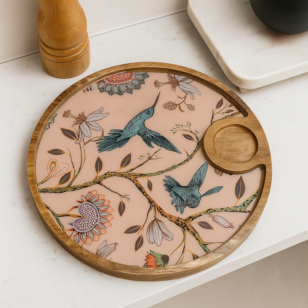 Handmade Round Resin Serving Platter Tray
