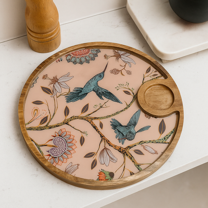 Handmade Round Resin Serving Platter Tray