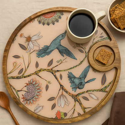 Handmade Round Resin Serving Platter Tray