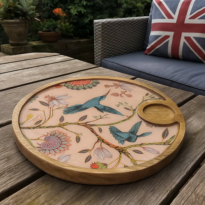 Handmade Round Resin Serving Platter Tray