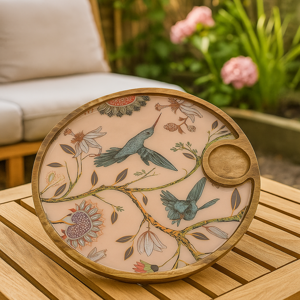 Handmade Round Resin Serving Platter Tray