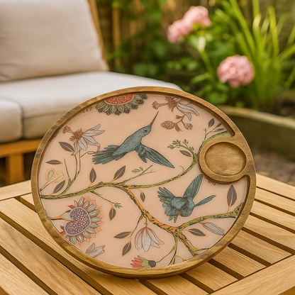 Handmade Round Resin Serving Platter Tray