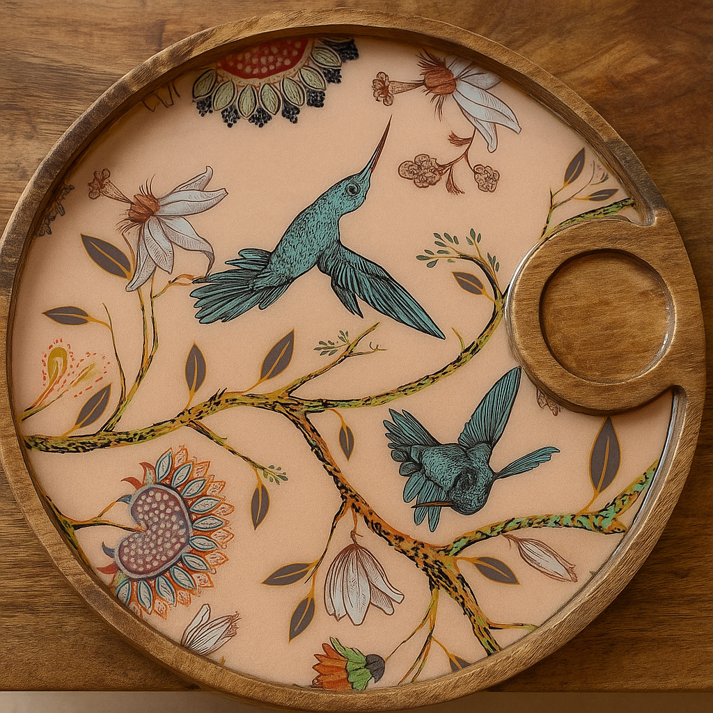 Handmade Round Resin Serving Platter Tray