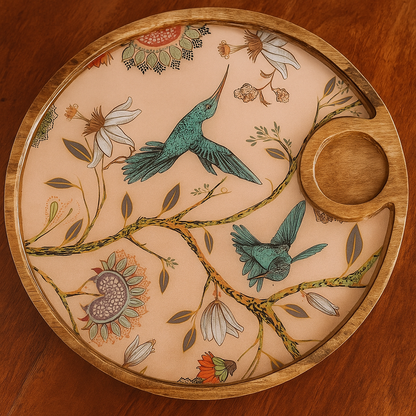 Handmade Round Resin Serving Platter Tray