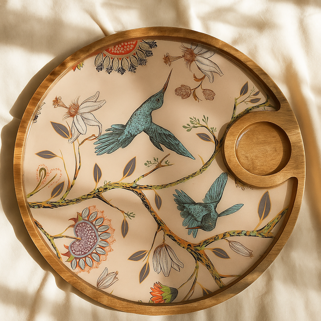 Handmade Round Resin Serving Platter Tray