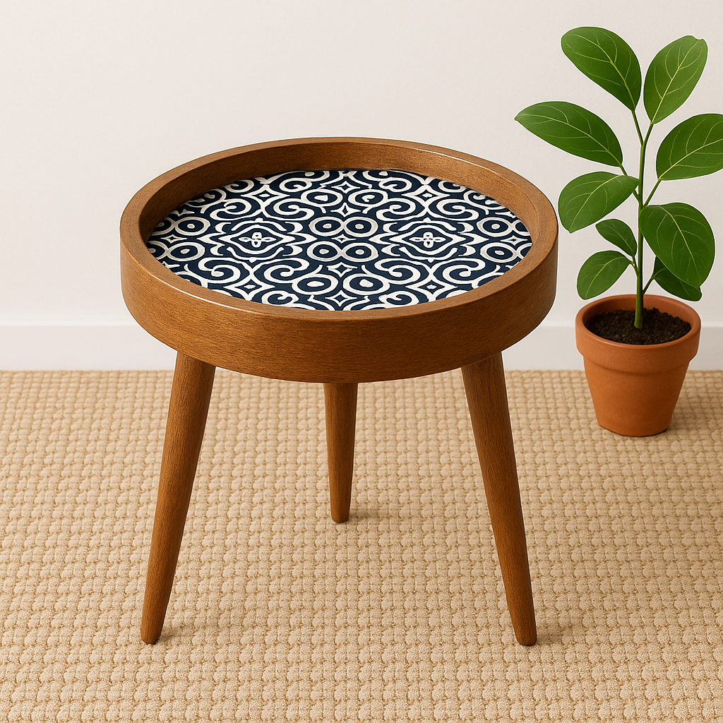 Arabesque Handmade Mango Wood Detachable Legs Resin Side Table