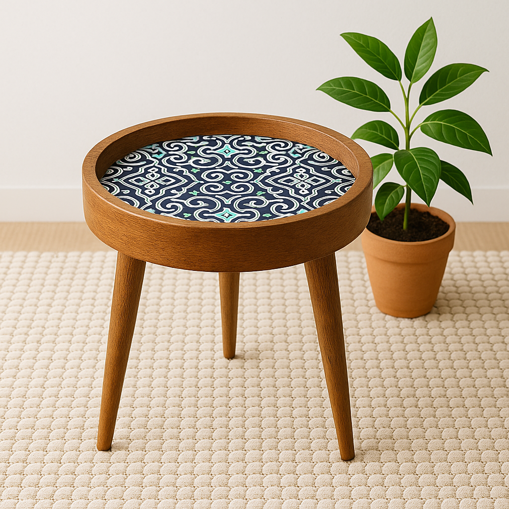 Arabesque Handmade Mango Wood Detachable Legs Resin Side Table