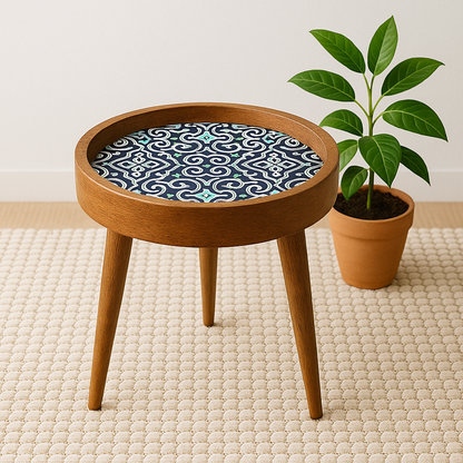 Arabesque Handmade Mango Wood Detachable Legs Resin Side Table