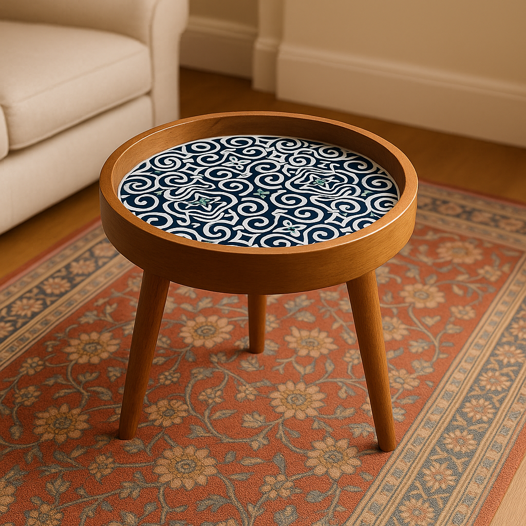 Arabesque Handmade Mango Wood Detachable Legs Resin Side Table