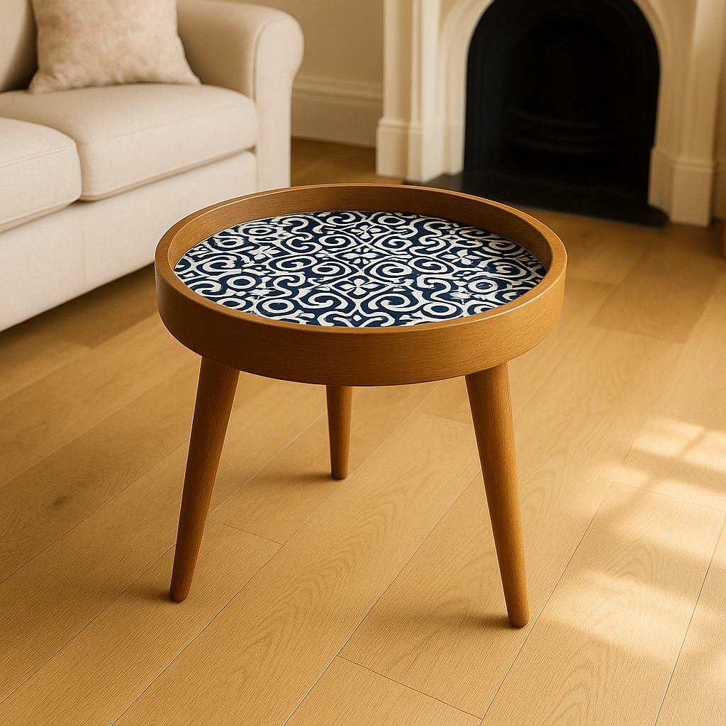 Arabesque Handmade Mango Wood Detachable Legs Resin Side Table