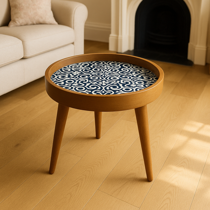 Arabesque Handmade Mango Wood Detachable Legs Resin Side Table