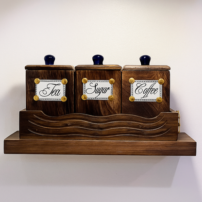 Wooden Tea Coffee Sugar Jar Container