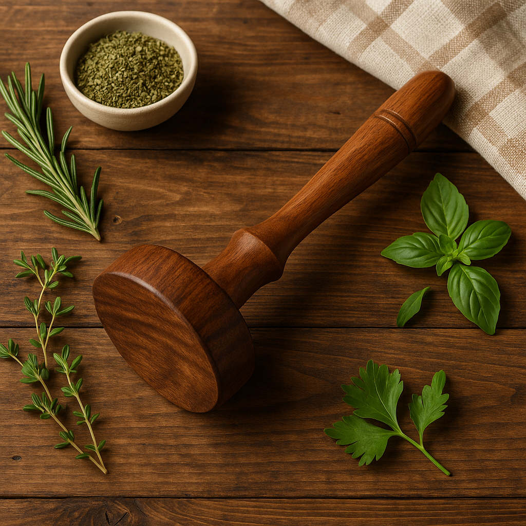 Handmade Wooden Masher for Potatoes & Herbs