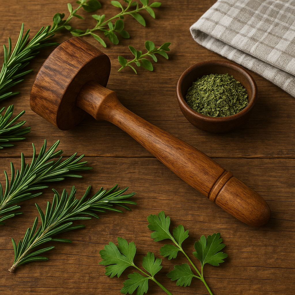 Handmade Wooden Masher for Potatoes & Herbs