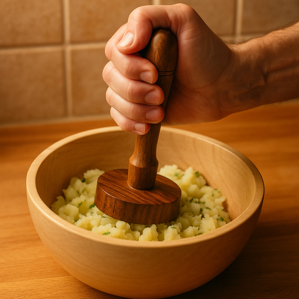 Handmade Wooden Masher for Potatoes & Herbs
