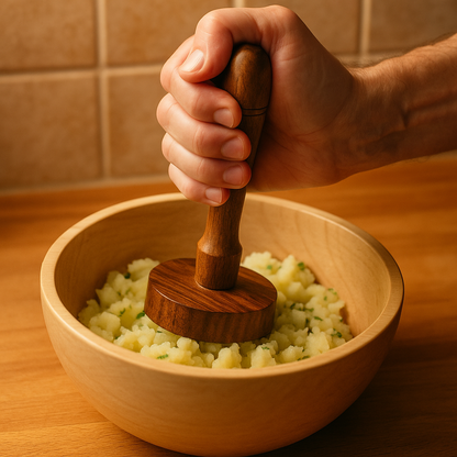 Handmade Wooden Masher for Potatoes & Herbs
