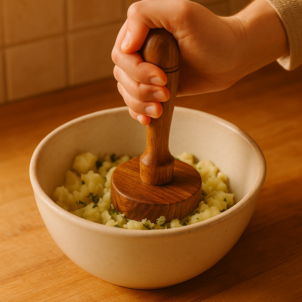 Handmade Wooden Masher for Potatoes & Herbs