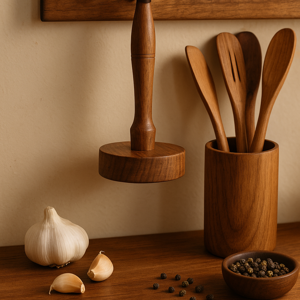Handmade Wooden Masher for Potatoes & Herbs