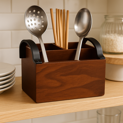 Engraved Wooden Cutlery Napkin Holder