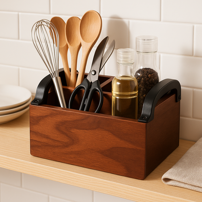 Engraved Wooden Cutlery Napkin Holder