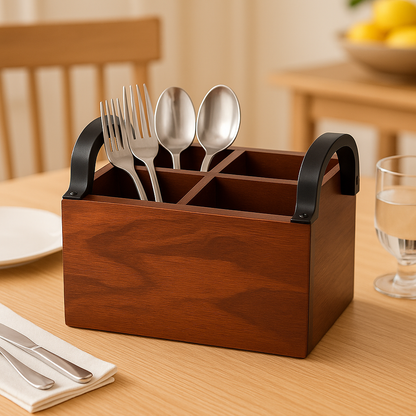 Engraved Wooden Cutlery Napkin Holder