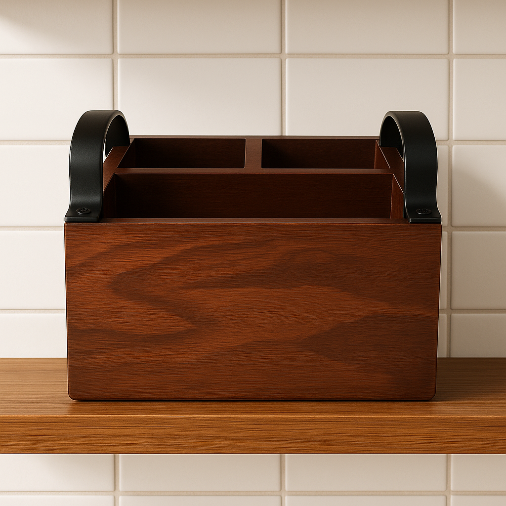 Engraved Wooden Cutlery Napkin Holder