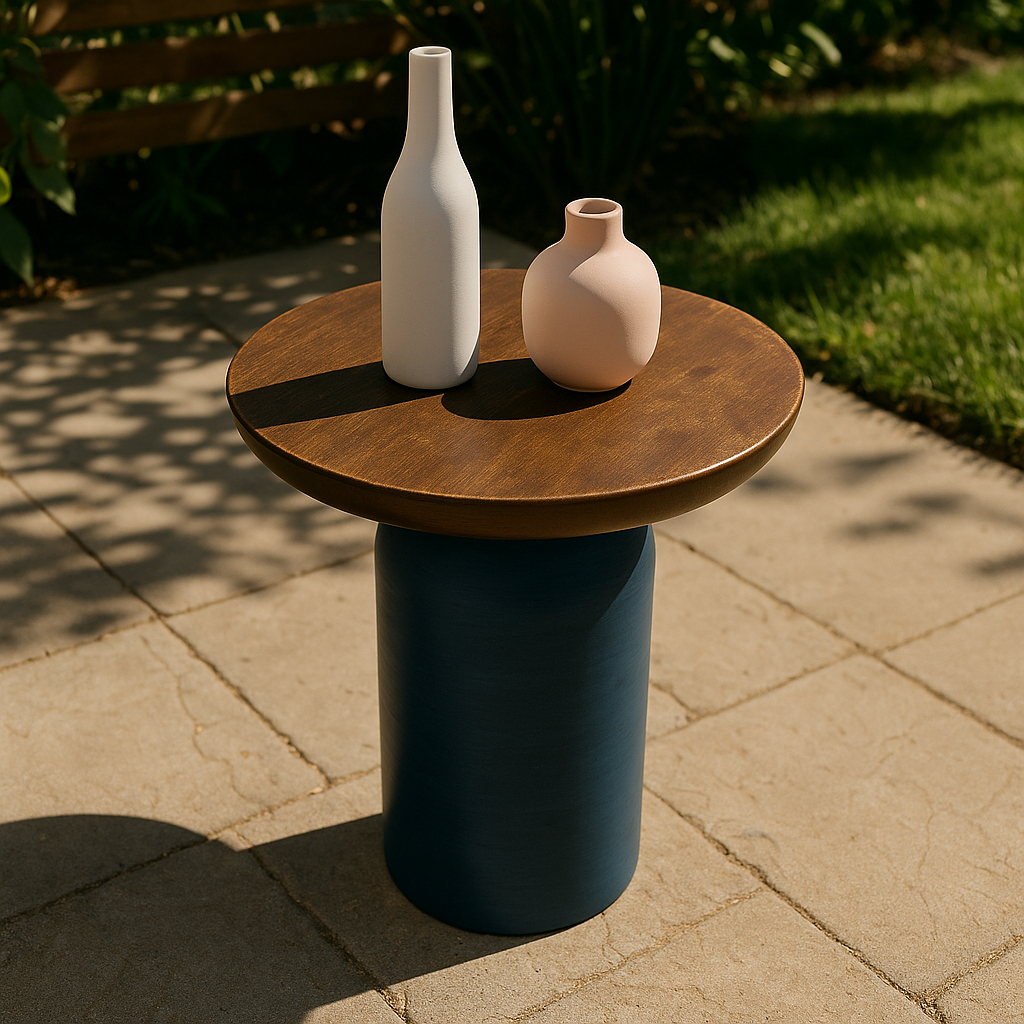 Round Solid Wooden Coffee Table for Indoor and Outdoor Purposes