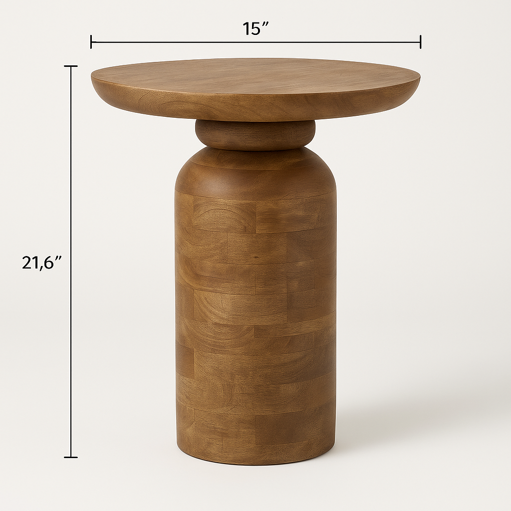 Round Solid Wooden Coffee Table for Indoor and Outdoor Purposes