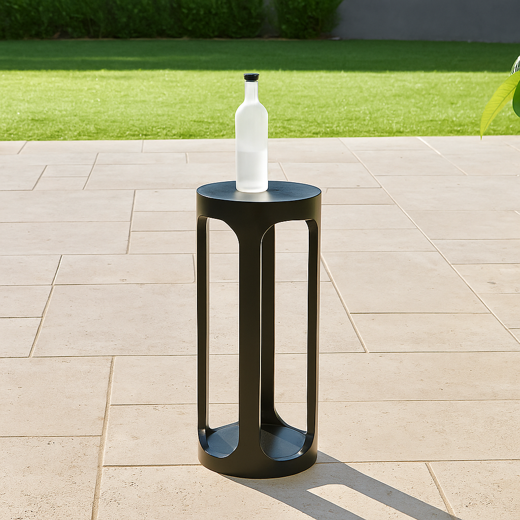 small space round nightstand