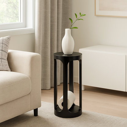 black and wood coffee table