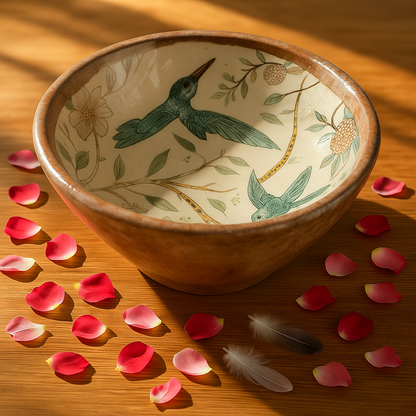 Handcrafted HummingBird Wooden Bowl