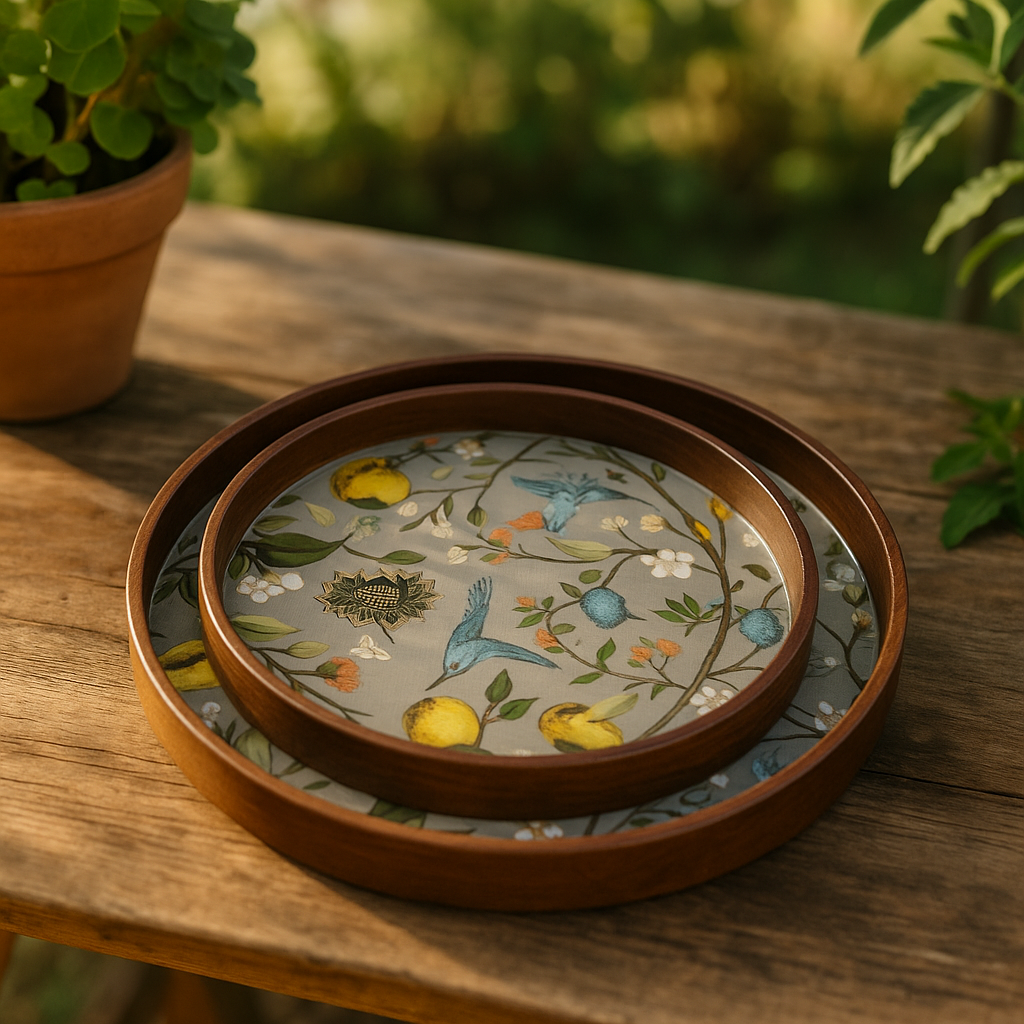 Round Hand Painted Resin Bird Platter