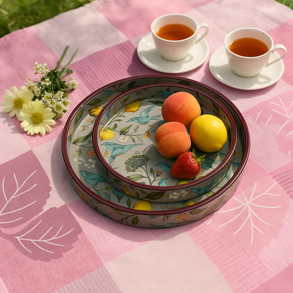 Round Hand Painted Resin Bird Platter