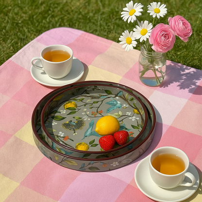 Round Hand Painted Resin Bird Platter