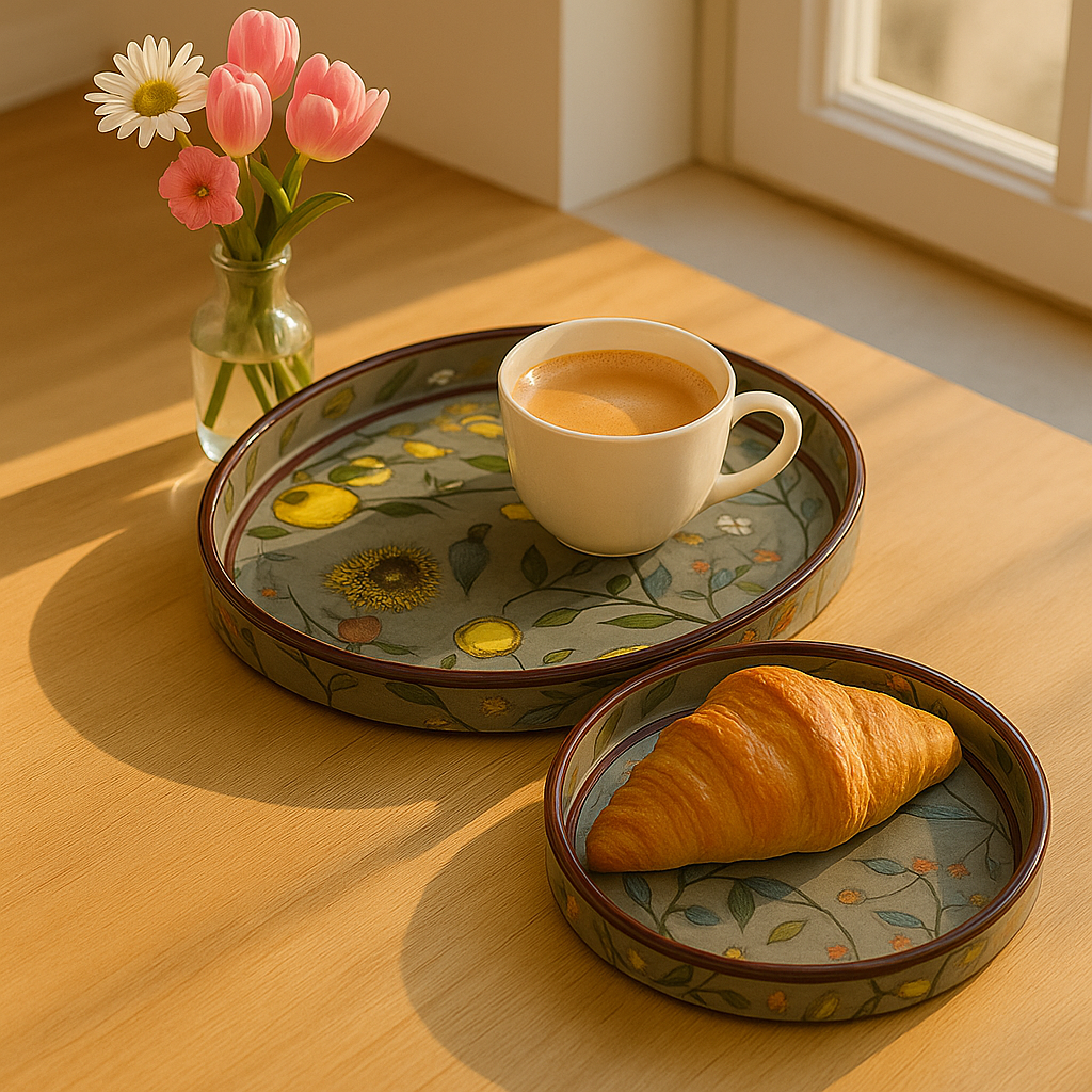 Round Hand Painted Resin Bird Platter