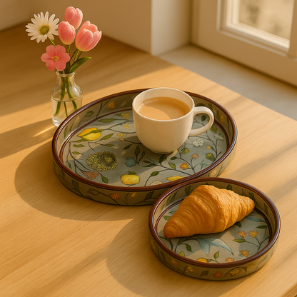 Round Hand Painted Resin Bird Platter