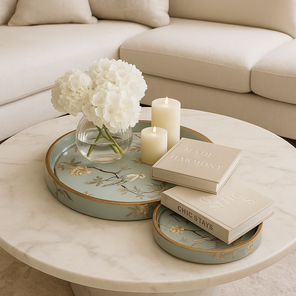 Round Handmade Nested Set of 2 Wood Trays