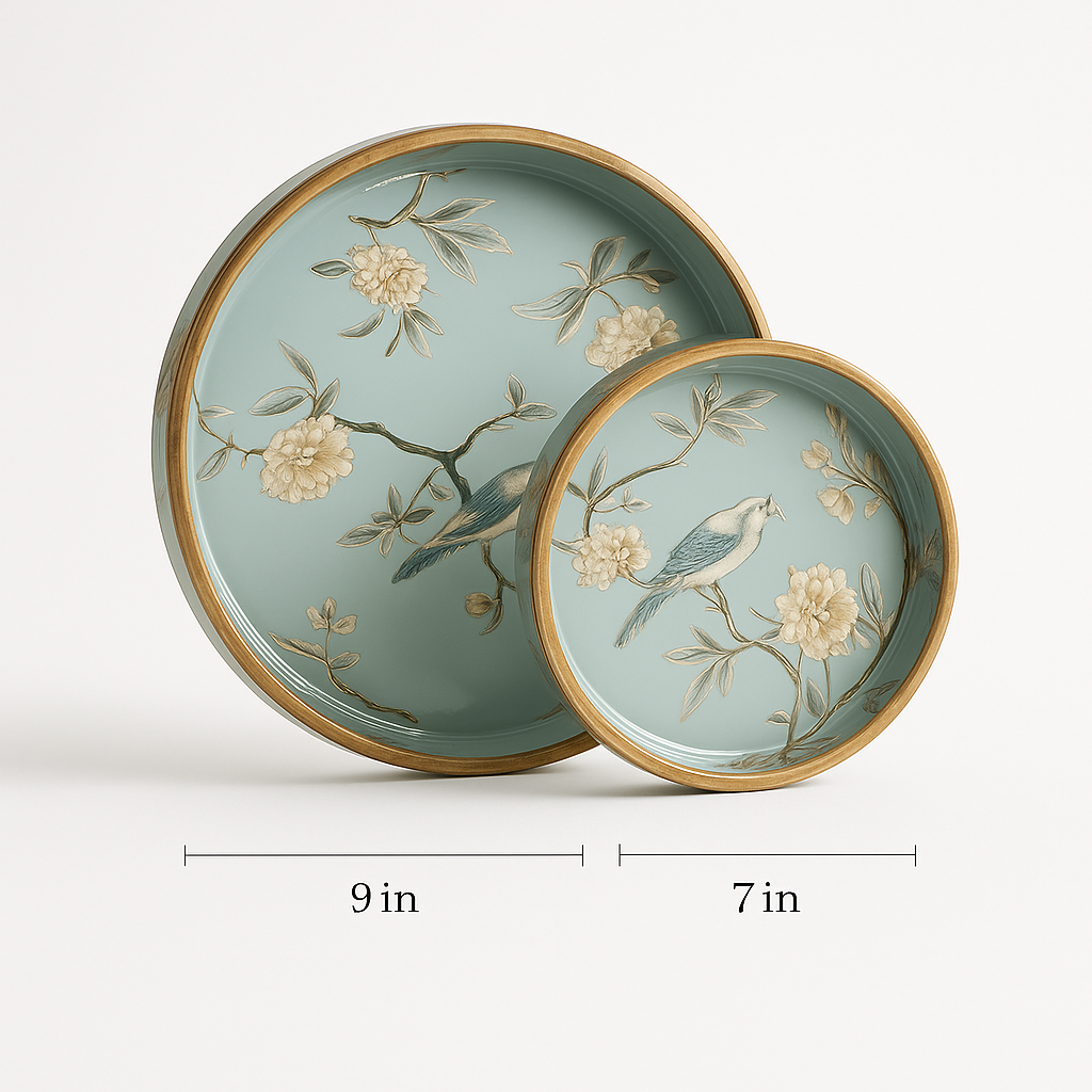 Round Handmade Nested Set of 2 Wood Trays