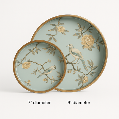 Round Handmade Nested Set of 2 Wood Trays