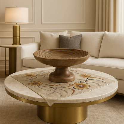 Round mango wood tray