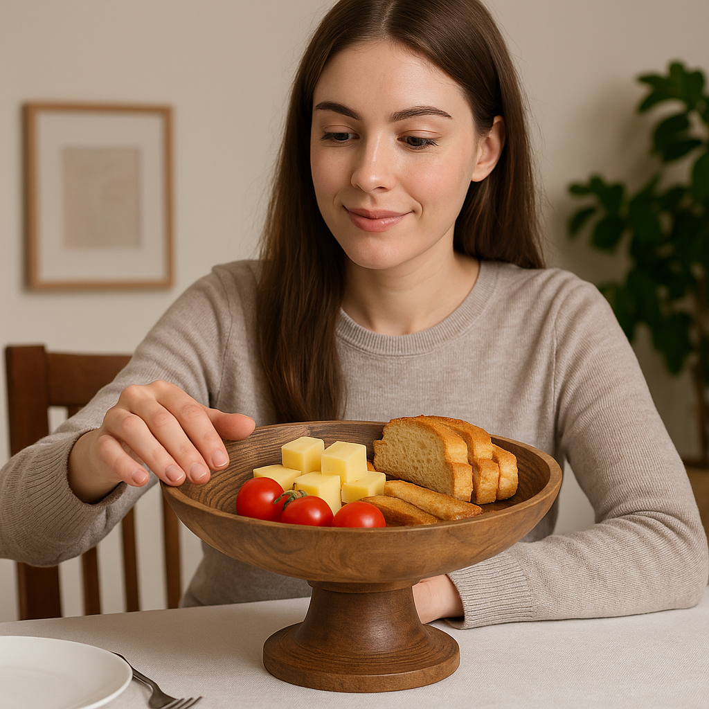  wooden bowl with food