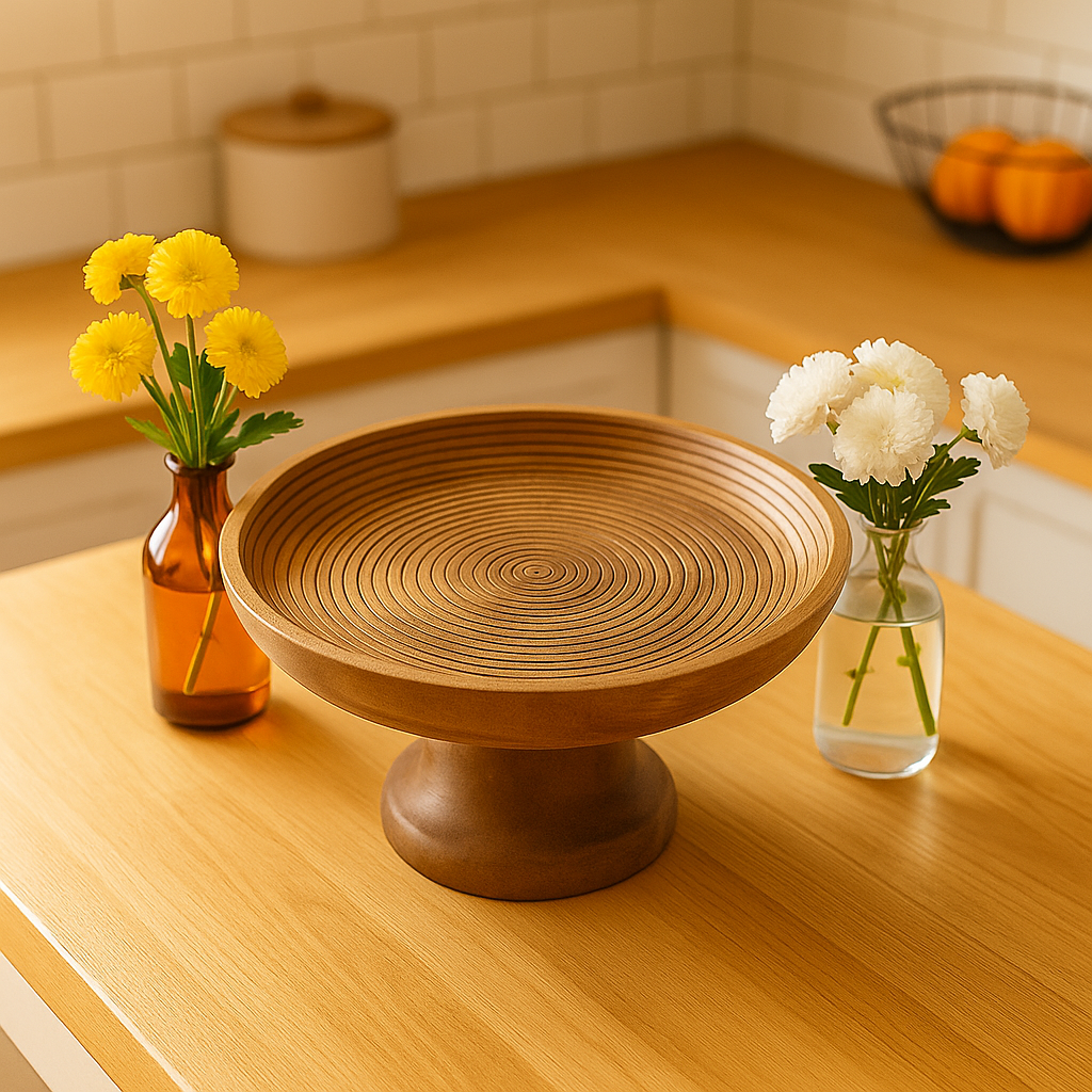Wooden pedestal bowl 