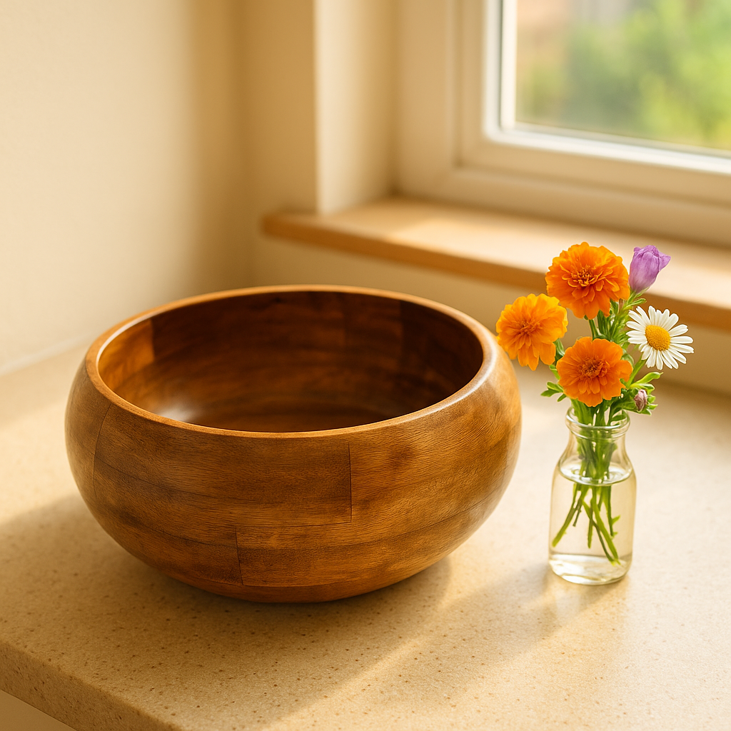 Handcrafted Wooden Large Fruit Salad Bowl