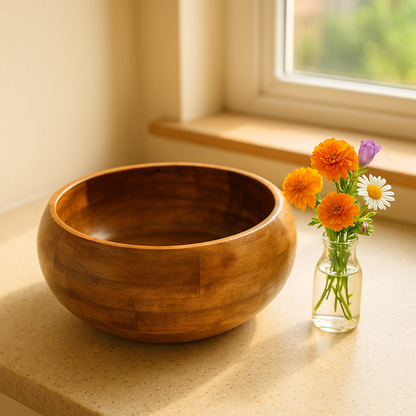 Handcrafted Wooden Large Fruit Salad Bowl