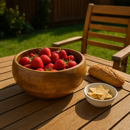 Handcrafted Wooden Large Fruit Salad Bowl